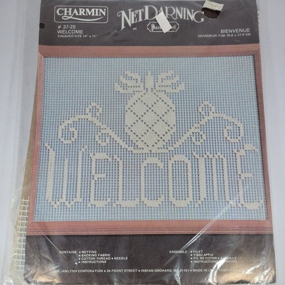 Welcome Sign‎ Lace Net Darning Kit 8" x 22" - Picture 1 of 6